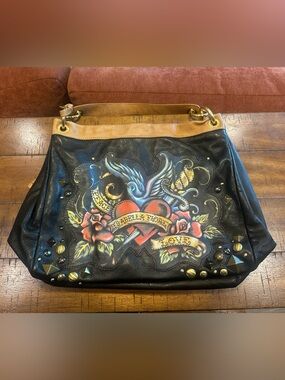 Vtg Isabella Fiore “Peace & Love” Rafaela Hobo Bag